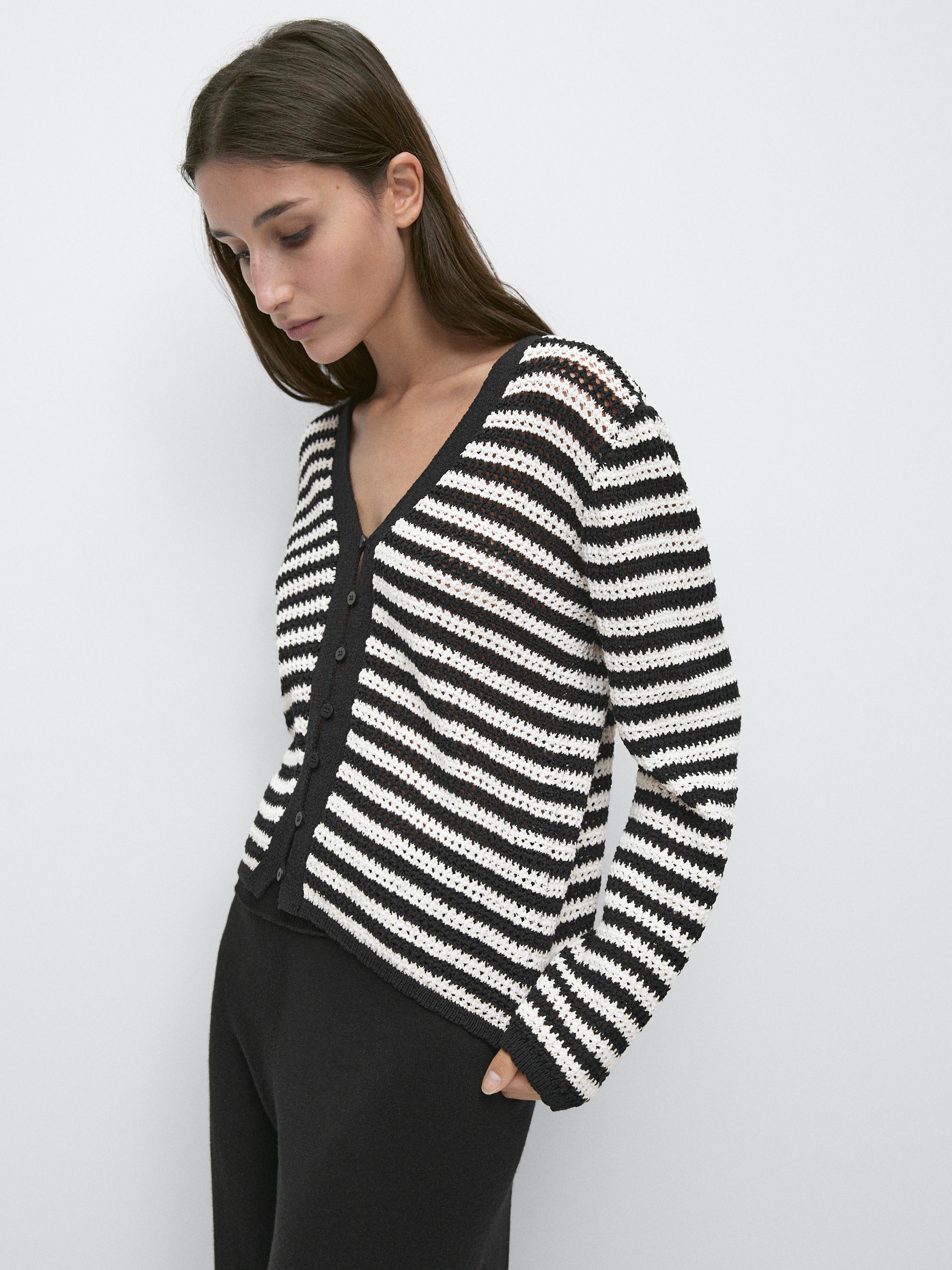 Cardigan en maille à rayures